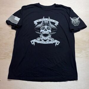 We The People Skull T-Shirt American Flag Patriotic Graphic Tee 100% Cotton Lg.